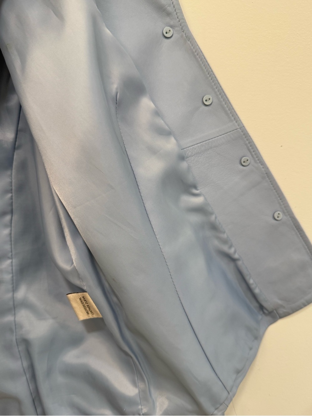 Talbots Light Blue Leather Button-Front Jacket - Picture 7 of 10